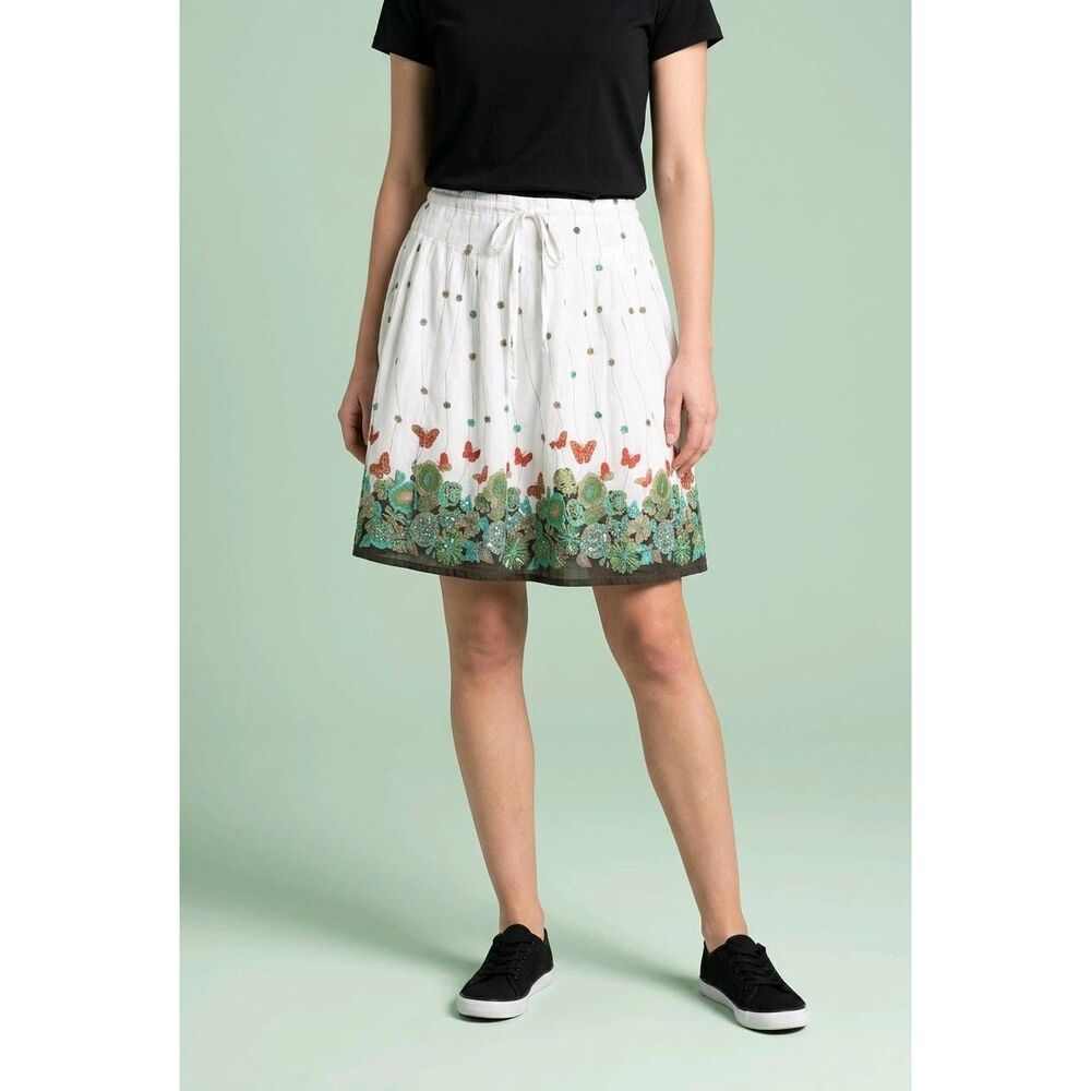🔺️Mix Nouveau White Sequined Floral & Butterfly Skirt Large